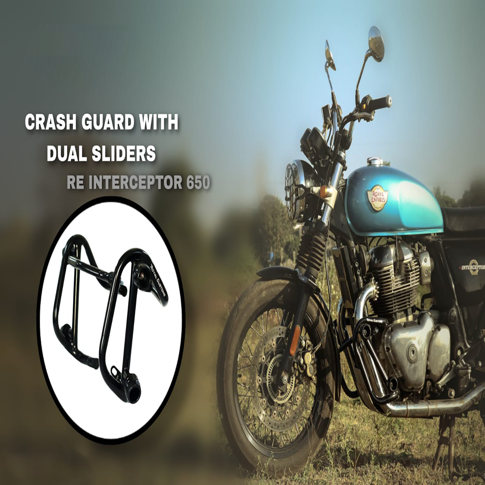Dual Slider Crash Guards For Royal Enfield Interceptor 650