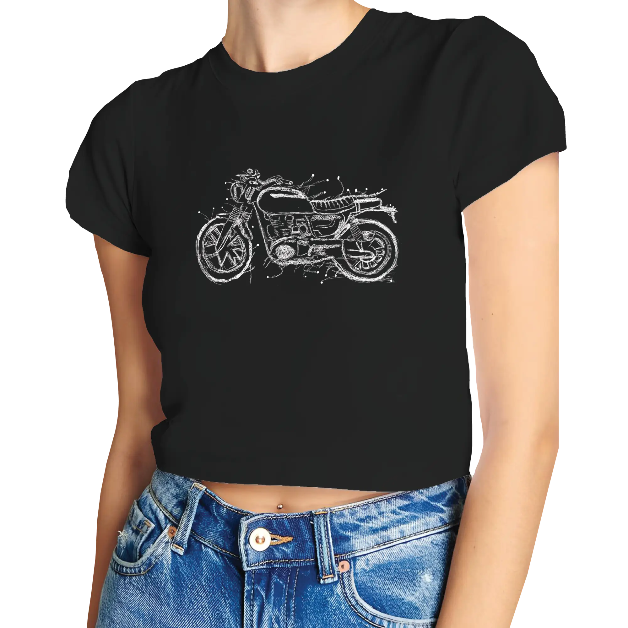 Scribbled Bike Crop Top