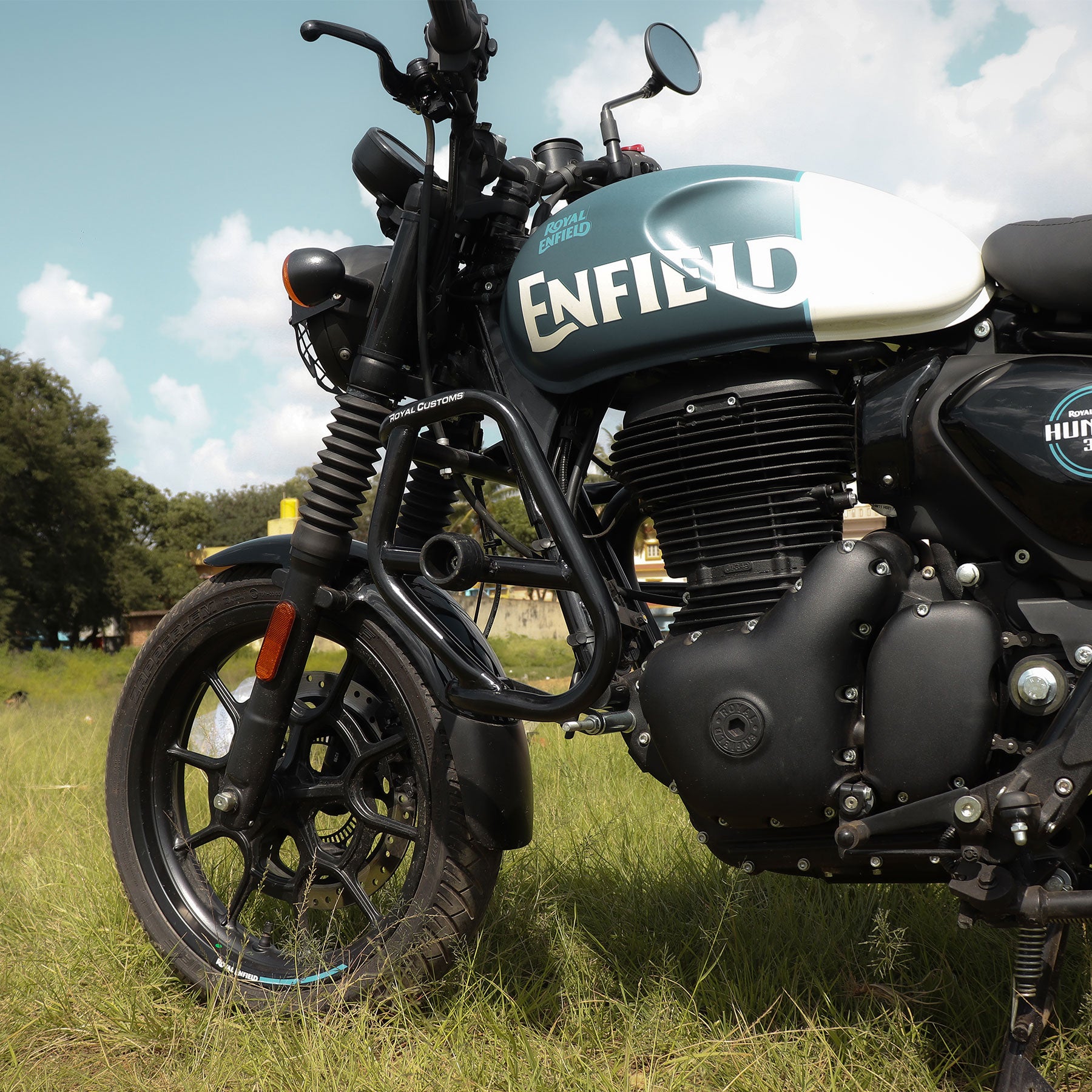 Crash Guard With CNC Sliders For Royal Enfield Hunter 350