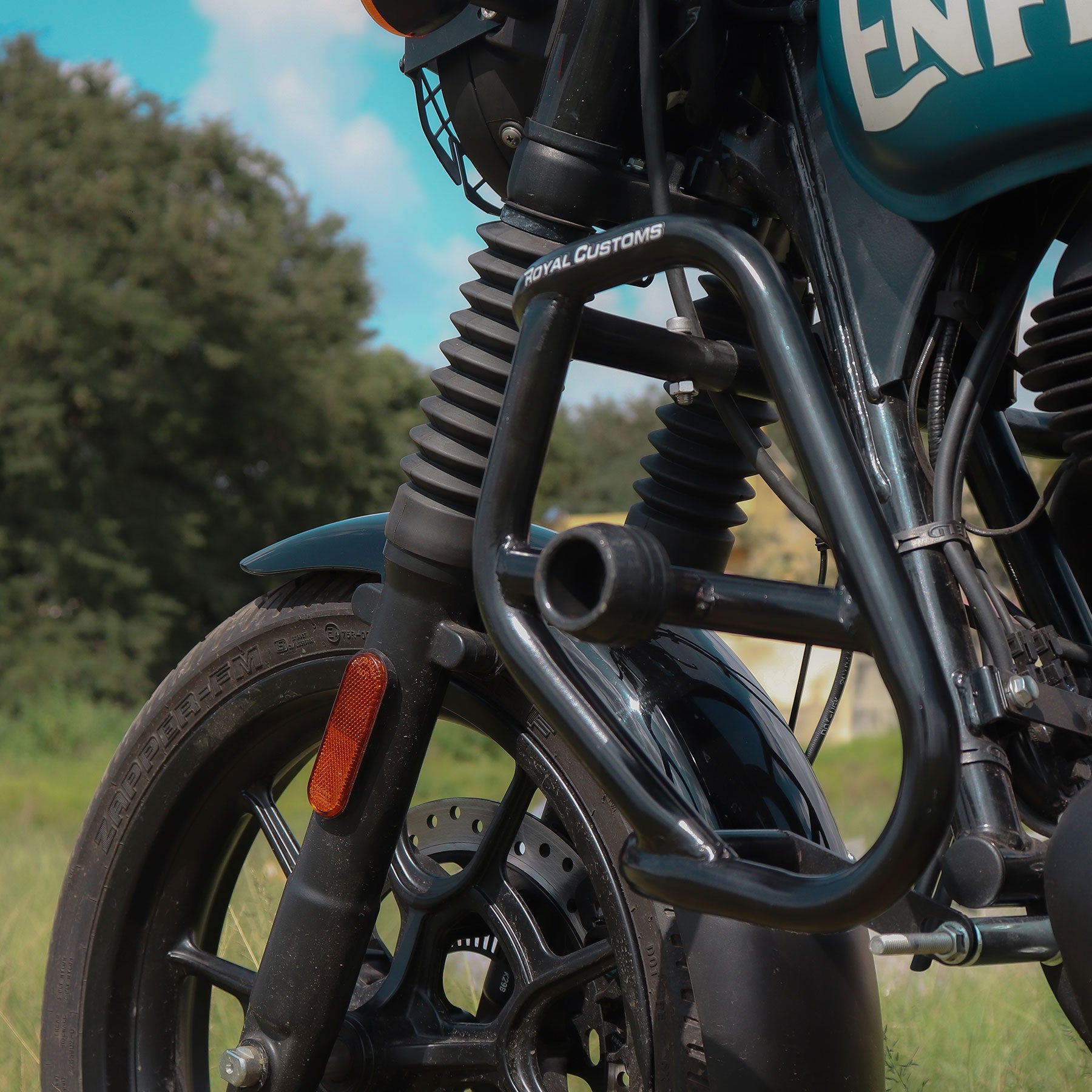Crash Guard With CNC Sliders For Royal Enfield Hunter 350
