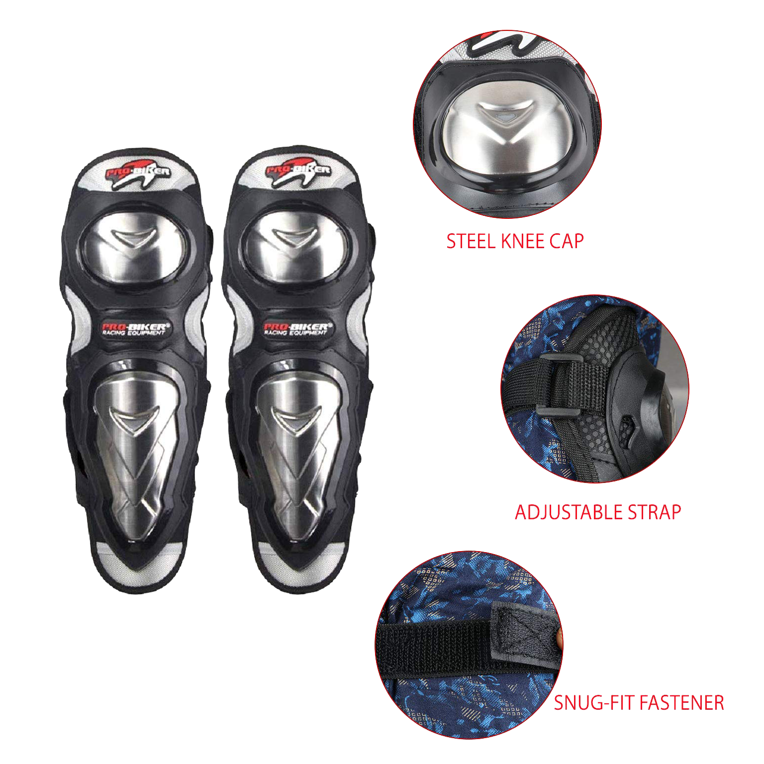 Pro-Biker Stainless Steel Knee Pads