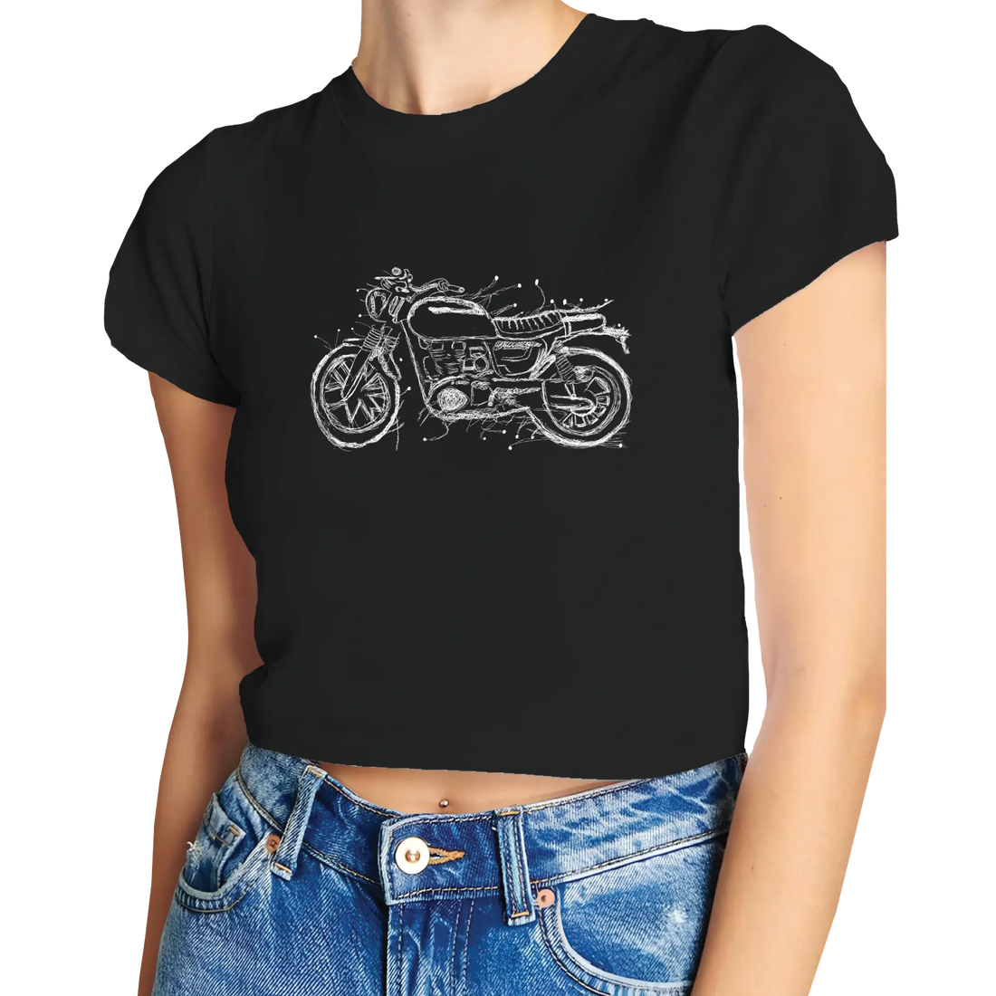 Scribbled Bike Crop Top