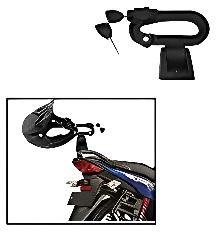 HUUSO Bike Sleek Single Helmet Lock for Piaggio Vespa - Black